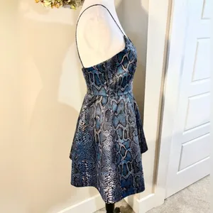 LOVERS + FRIENDS Young Love Fit & Flare Mini Dress in Night Python~Small 🧡 thumbnail 5