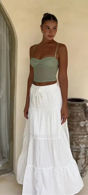 White Fox Boutique white maxi skirt 100% cotton- never worn thumbnail 1