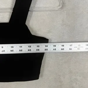 Alo Yoga Womens Black Front Zip O-Ring Square Neck Crop Top W1246R Size S thumbnail 7