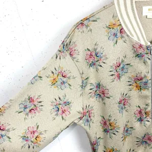 Anthropologie Maeve Lurex Floral Print Metallic Knit Bomber Jacket Size Small thumbnail 7