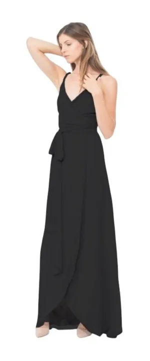 Ceremony Joanna August Black Maxi Wrap Dress Gown special occasion cocktail thumbnail 1