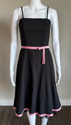 Vintage 90’s Y2K A. Byer Whimsigoth Prom Cocktail Lace Dress With Bow Detail thumbnail 1