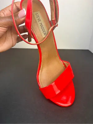 Steve Madden Red Patent Stiletto Ankle-Strap Sandals thumbnail 9