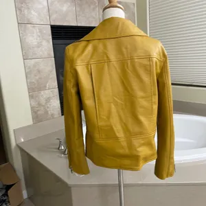 Elizabeth and James Moto Jacket Mustard Yellow Faux Leather Biker‎ Size Small thumbnail 2