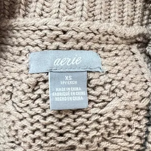 1272 | Aerie Cable Knit Chunky Pullover Cottagecore‎ Boho Sweater Tan Womens XS thumbnail 5