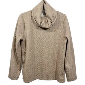 J. Crew Cable Knit Cowl Neck Top‎ Tan Size Medium Preppy Neutral Minimalist Cozy thumbnail 1