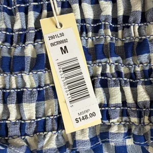 Max Studio London Blue Gingham‎ Smocked Cottagecore Midi Dress NWT M thumbnail 6
