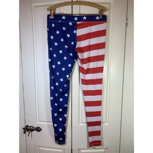 Tipsy Elves Leggings Womens Medium USA Flag Print Stretch Ski‎ Run Patriotic 4th thumbnail 4