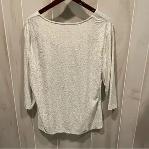 JM Collection Cute creamy textured metallic swirl stretchy top 3/4 sleeve lightweight thumbnail 9