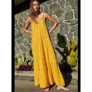 Free People Bohemian Ethereal Goddess Gauze Mckinley Maxi Dress Marigold Large thumbnail 3