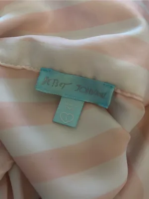 Vintage Betsey Johnson Pink and White Striped Mrs. Pajamas Set thumbnail 6