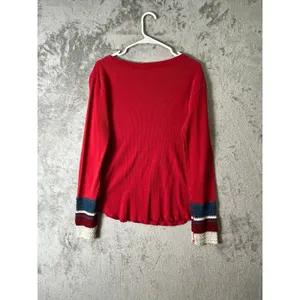 Disney Parks Red Thermal Mickey Mouse Crochet Cuff Boho Hippie Top Large thumbnail 3