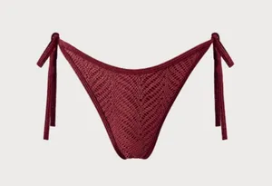BERLOOK Burgundy Crochet Halter Triangle TOP AND Burgundy Crochet Tie Bottom 52 thumbnail 9