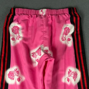 Victorias Secret Satin Pajama Pants Wom‎ XS Pink Rose Stripe Sides Pull On Sleep thumbnail 8