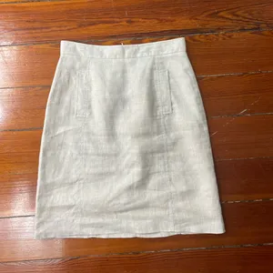 💥Brooks Brothers 100% Linen A-Line Skirt Cream Natural Pockets Size 8💛 thumbnail 5