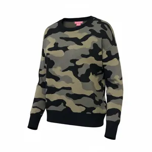 Isaac Mizrahi Green and Black Camo Pullover Knit Crewneck Sweater thumbnail 2