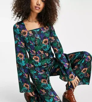 Topshop 70s print jumpsuit nwot size 12 thumbnail 2