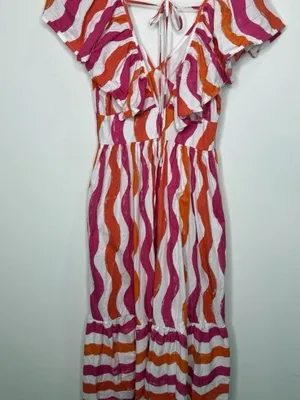 Flying Tomato Midi Dress Small Tiered Maxi Over The Hills Poplin Coastal Cottage thumbnail 4