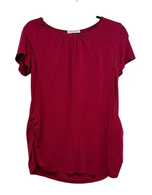 Smallshow Maternity & Nursing Short Sleeve Breastfeeding Top in Wine Red thumbnail 1