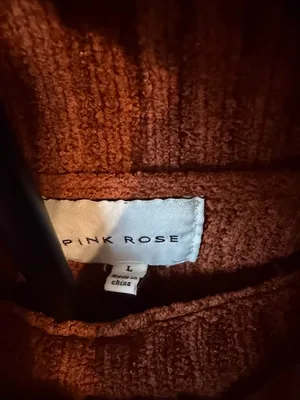 Pink Rose Large Cozy Women's Rust Turtleneck Sweater thumbnail 2