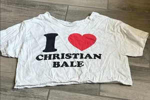 I heart Christian bale cut crop top thumbnail 1