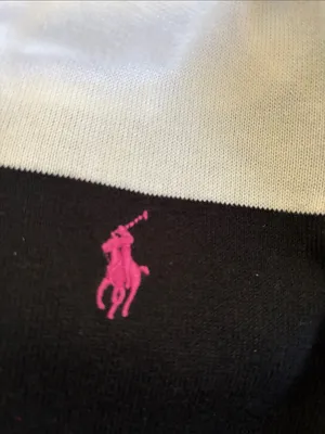 VTG 90’s Y2K Ralph Lauren Sport Rugby Stripe Pima Cotton V Neck Sweater M Black thumbnail 6