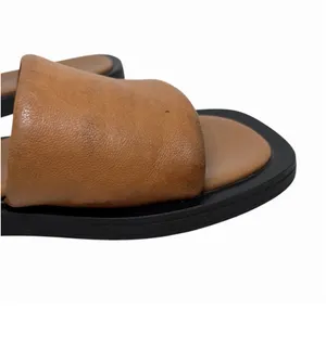 Free People Wren Leather Slide Sandals Tan Square Toe Size 7 thumbnail 6