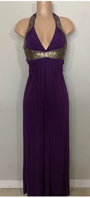 New. SKY purple halter embellished maxi dress. Small. Retails $259 thumbnail 1
