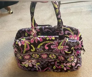 Vintage Vera Bradley Travel/Weekender Bag Floral Pink Brown Purple thumbnail 5