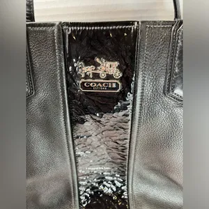 Coach Black and Glossy Leather Tote thumbnail 7