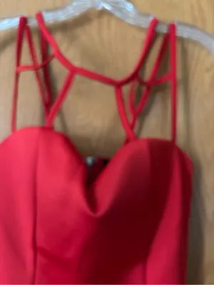 Papaya Red Strappy Back Bodycon Mini Dress thumbnail 5