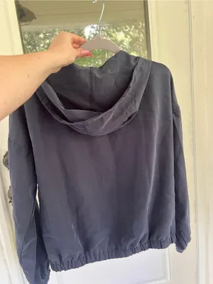 Color Thread Casual Hooded Bomber Jacket in Navy thumbnail 5
