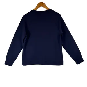 Quince Navy Blue Raglan Crewneck Sweatshirt Curved Tulip Hem Women‎ Small thumbnail 2