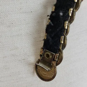 Vintage Gold Tone Embossed Metal Disc Coins Elastic Waist Belt Disco Glam thumbnail 4