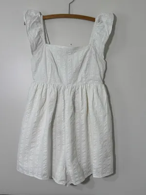 American Eagle cream romper with a tassel tie thumbnail 2