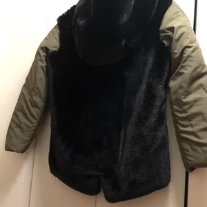 Faux fur detachable linen jacket size M Green Size M thumbnail 6