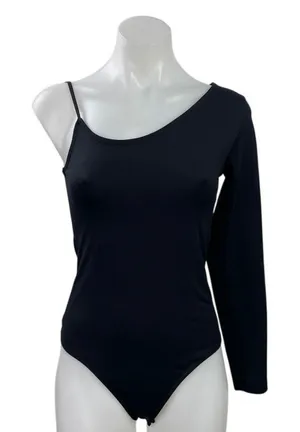 Abercrombie & Fitch Black One Shoulder Long Sleeve Thong Bodysuit Top Size S thumbnail 1