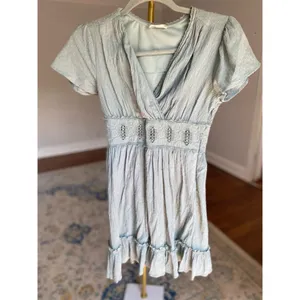 Altar'd State XS Sage Textured Cotton Dress Boho Cottagecore‎ Feminine Romantic thumbnail 2