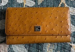 Vintage Dooney & Bourke Ostrich Collection Checkbook Organizer Wallet Billfold thumbnail 1