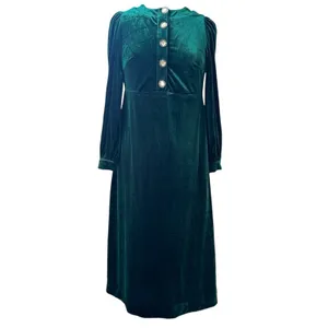 Tuckernuck Pomander Place Arabella Midi Dress in Emerald Green Velvet Size Small thumbnail 4