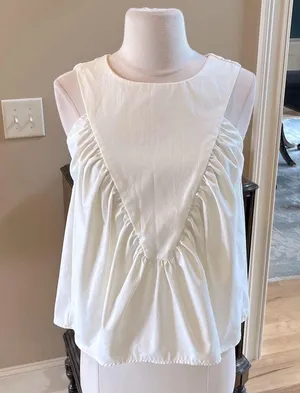New Cream Shirred Swing Tank Blouse thumbnail 1