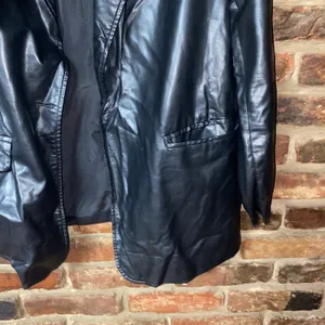New NWOT Mark Alan Black Faux Leather Open Front Jacket Coat Women's Size 1X thumbnail 3