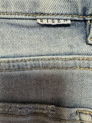 RISEN Light Wash Asymmetrical Wrap Denim Skort Size Large EUC thumbnail 7