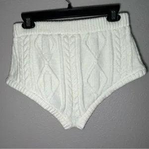 For love & Lemons cream neutral cable knit shorts women’s size medium thumbnail 5
