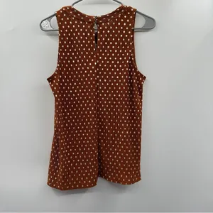 Anthropologie Metallic Brown‎ & Silver Polka Dot Print Sleeveless Top Size M thumbnail 2