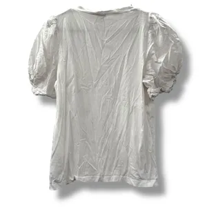 J.Crew Factory White Swiss Dot Top‎ Women’s Size Medium Puff Sleeve Pullover Tee thumbnail 2