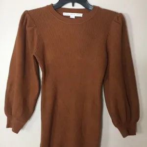 Hyfve brown puffer sleeves sweater dress size large ladies cute‎ modest thumbnail 5