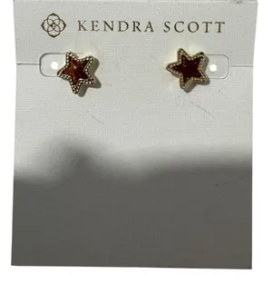 Kendra Scott Jae Star Gold Orange Sandstone Stud Earrings Gold Tone thumbnail 1