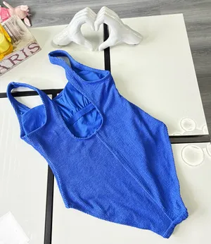 Shade & Shore Royal Blue Textured Crinkle One-Piece Swimsuit - Size Medium (8-10) ✨ thumbnail 5