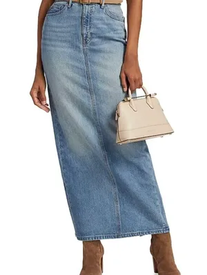 NWT Reformation Daria Ultra High Rise Denim Maxi Skirt in Merritt thumbnail 7